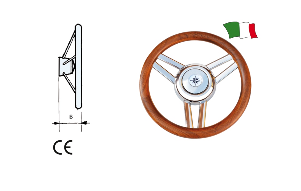 KORMILO, INOX GENIUS TEAK FI 35