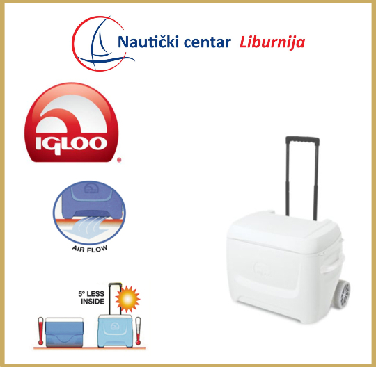 IGLOO COOLER MARINE BREEZE 50 BIJELA LEDENICA S KOTAČIMA, 47L - Slika 2