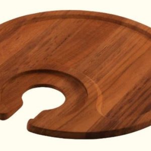 Okrugla daska za rezanje od tikovine.